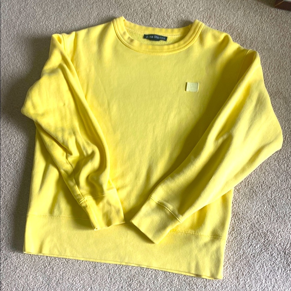 Acne Studios Yellow Crewneck Fairview Face Sweatshirt XS